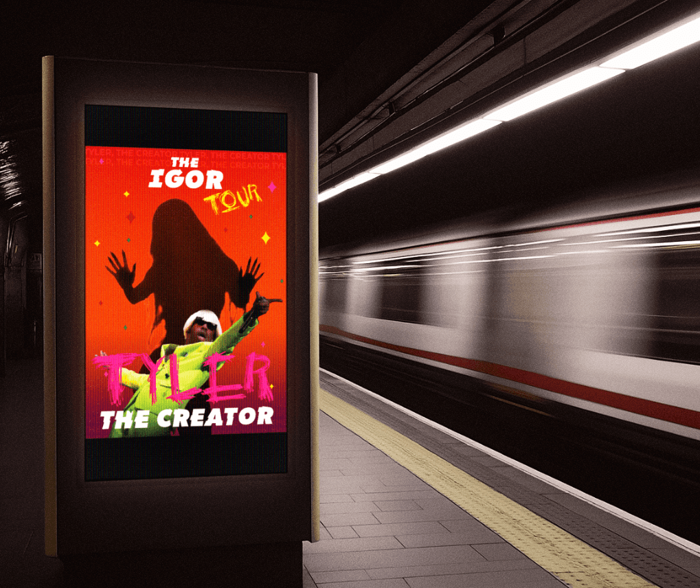 Poster mockup in a metro station
